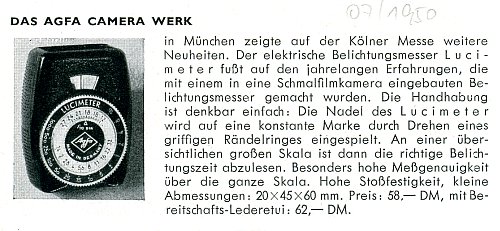 Agfa Lucimeter Anzeige