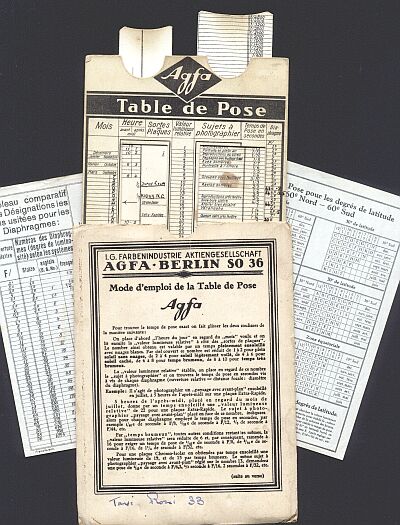Agfa Belichtungstabelle franz
