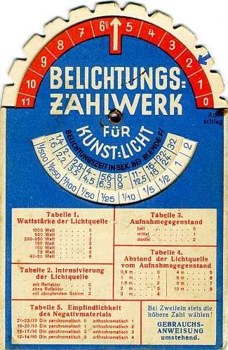 Belichtungszählwerk Kunstlicht